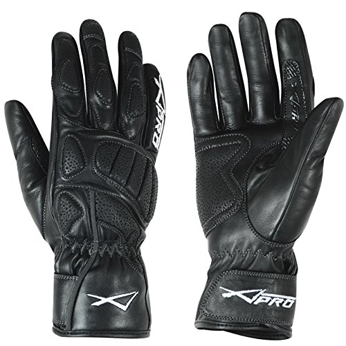 Gants moto femme cuir vachette noir protection motard chopper touring XS