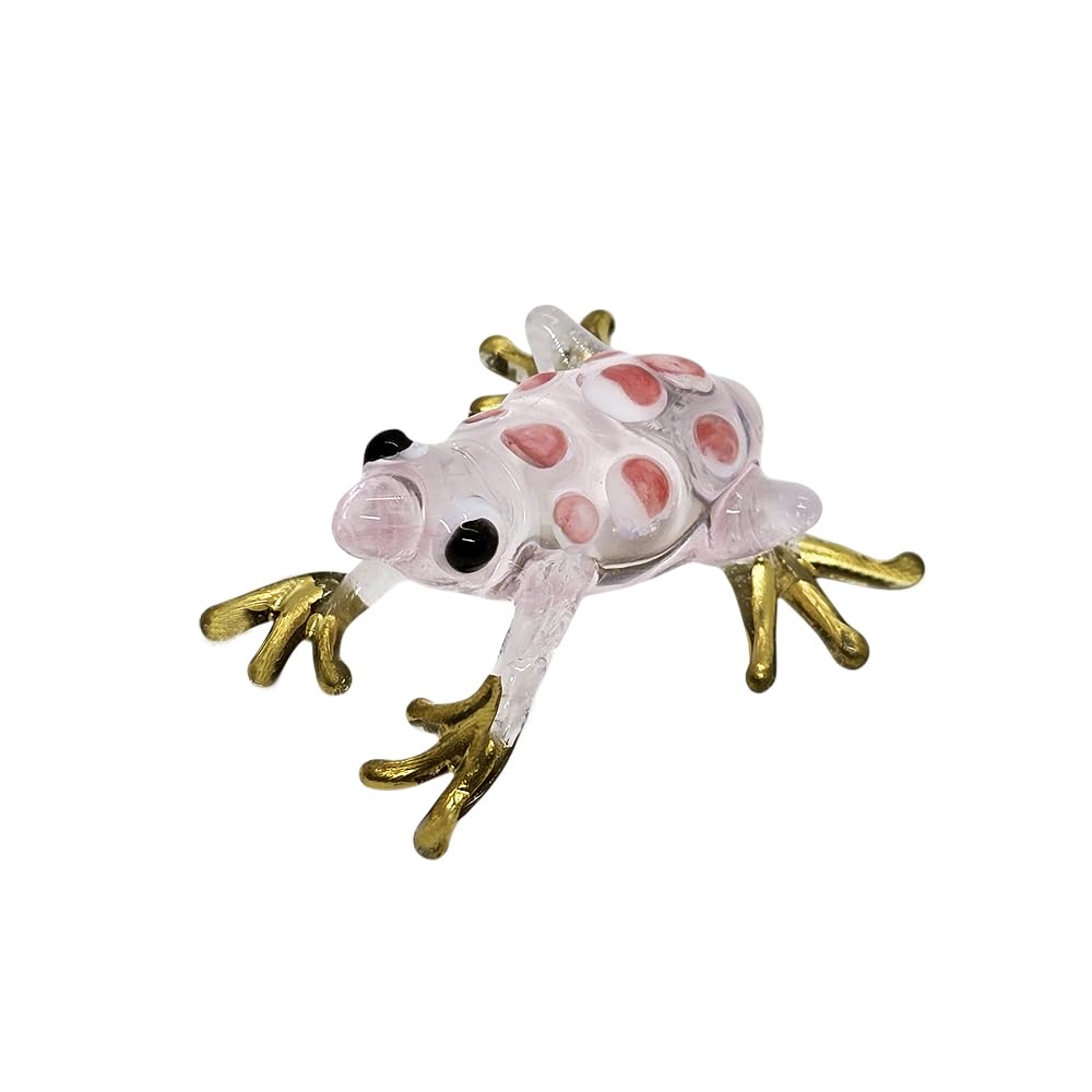 大きなカエルの置物（ガラス製） Amazon.co.jp: WitnyStore 1¾インチ クリア ゴールド ピンク ドット