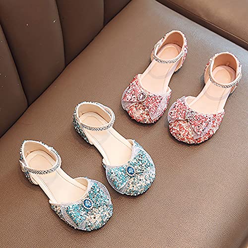 Girls Sandals Rhinestones Sequins Closed Toe Crystal Shoes Princess Shoes Bow Wedding Dress Shoes Toddler Girl Sandal (Pink, 7.5 Toddler)4