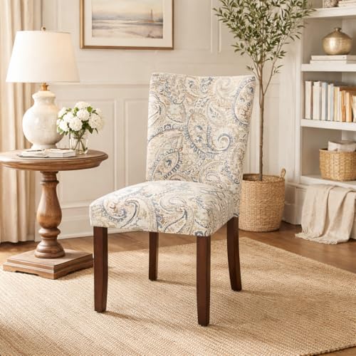 Image of HomePop Classic Parsons Dining Chair - Blue Velvet Paisley Print (Set of 2)