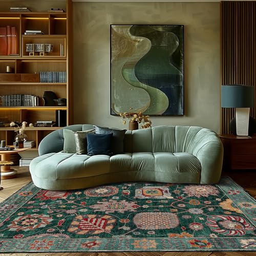 Tapis rétro ethnique floral bleu 120x160 de qualité supérieure - 2