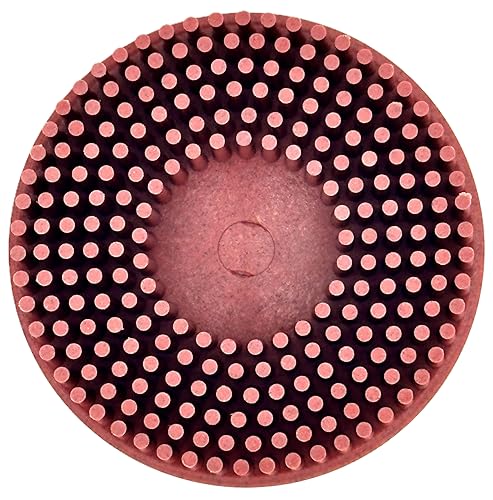 Image of 2 inch 220 Grit Red R-Type Bristle Disc 10 Pack, Ceramic-Aluminum Oxide, Fine Cleaning, Blending, Light Deburring & Pre-Polishing Metal /Wood /Plastic, Quick Change Roll Lock