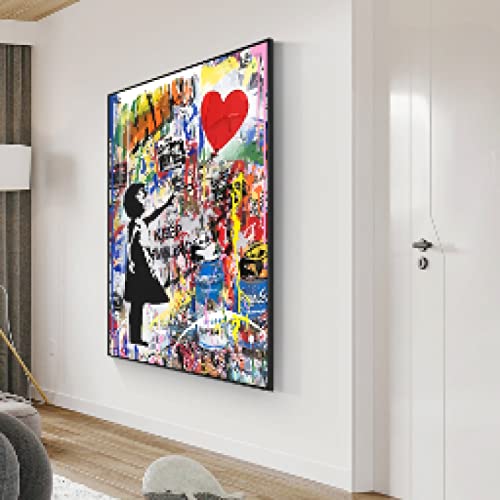 Peinture sur toile street art grand format pour habiller un mur blanc de salon 70x100cm - 3