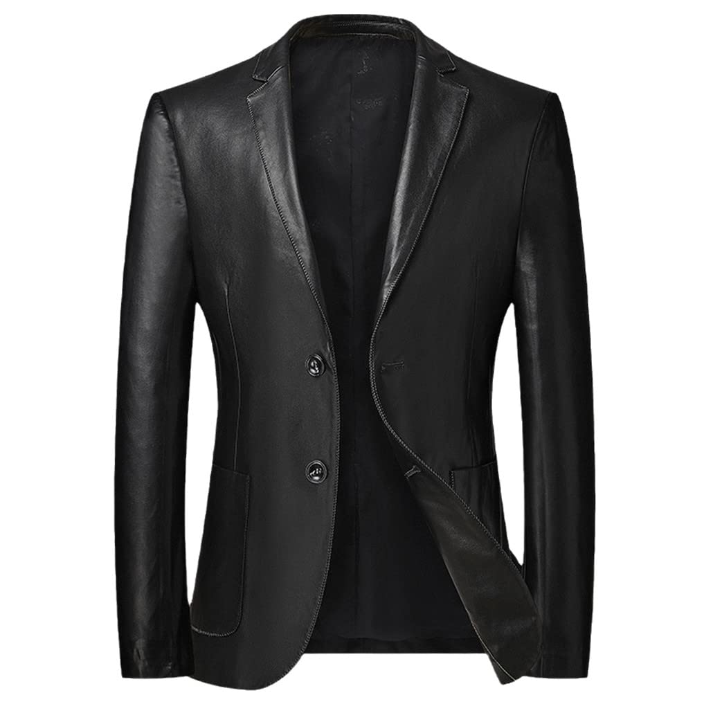 Veste en cuir grande taille pour homme blazer automne décontracté noir XXXL