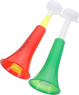 Toyvian Plastic Stadium Horns 2pcs Collapsible Trumpet Blow Horn Noise Makers Cheering Props for Sports Events Parties Competitions