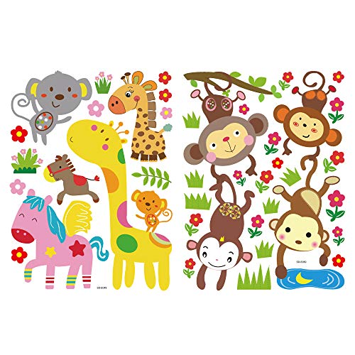 Funny Animals Window Decals for Kids, Double-Sided Removable Wall and Window Clings