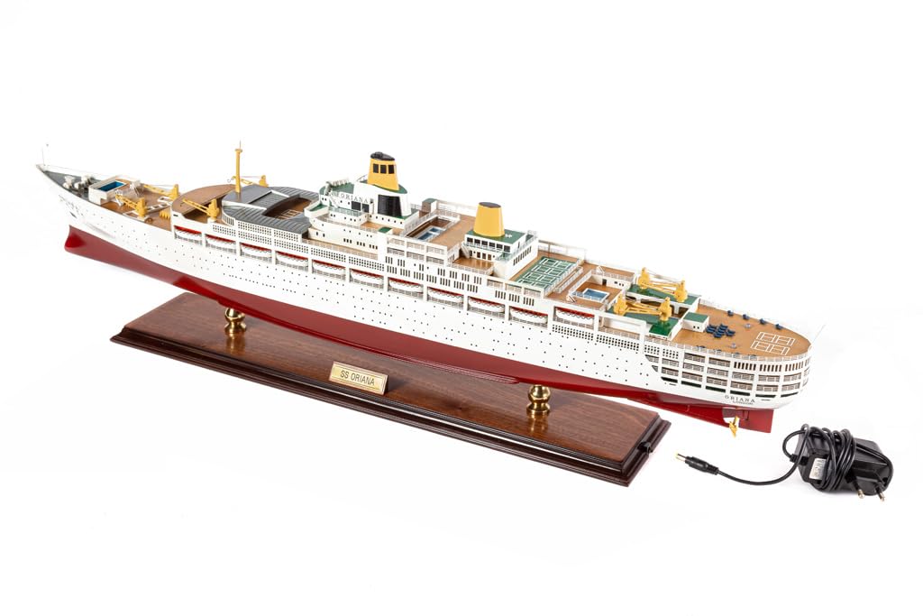 Seacraft Gallery Model Cruise Ocean Liners SS Oriana 33.8” (86cm) with Lights - Fully Assembled Ship Model - Ocean Liner Model Cruise Ship - Wooden