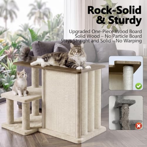 Image of Homegroove Cat Scratching Post, Mushroom Shaped Tall Scratch Post with Large Stable Round Base, Sisal Cat Scratcher Furniture for Indoor Kittens and Adult Cats (Brown - Right)