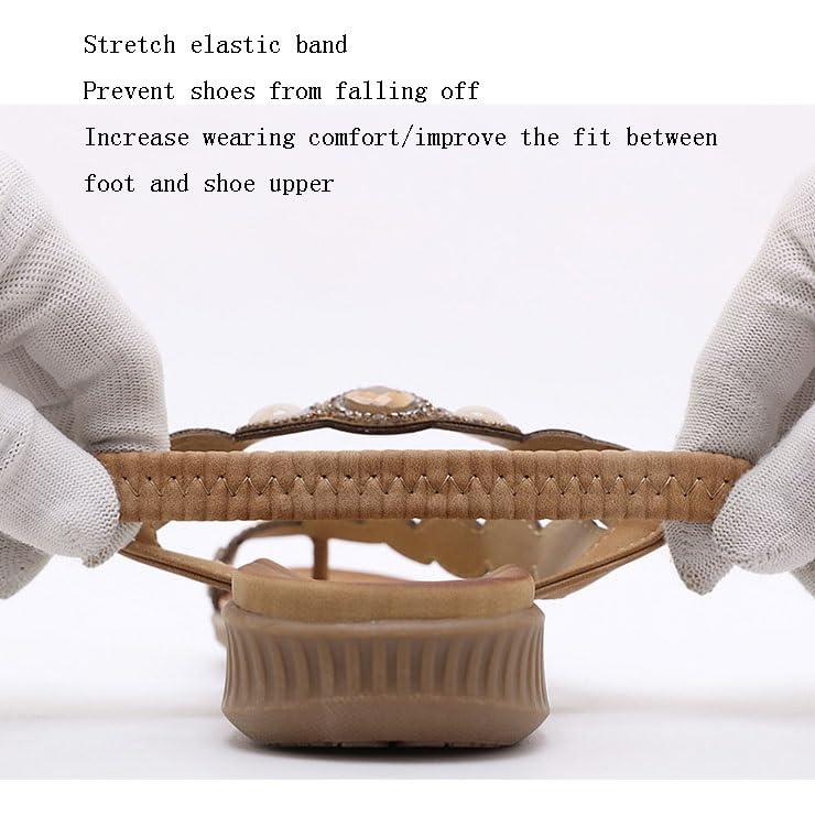 Summer Sandals for Women, Bohemian Beach Fashion Round Toe Crystal Floral Bunion Shoe for Women, Elastic Ankle Strap Open Toe Travel Shoes, for Outdoor Hiking Walking Beach3