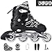 XIUWOUG Inline Skates Für Kinder, Vorderrad LED Blinkt Schlittschuhe, Einstellbare Größe 30–41, ABEC-7 Bearing, Fitness-Rollschuhe Für Jungen Und Mädchen Jugendliche Erwachsene,Schwarz,L 38_41