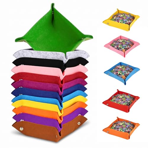 Dexpally 12 Stück Puzzle Sortierschalen Filzschale mit Druckknöpfen Puzzle Schalen Held der Steine Filzschale Klein für Schreibtisch Make-up Zuhause Büro (12 Farben)