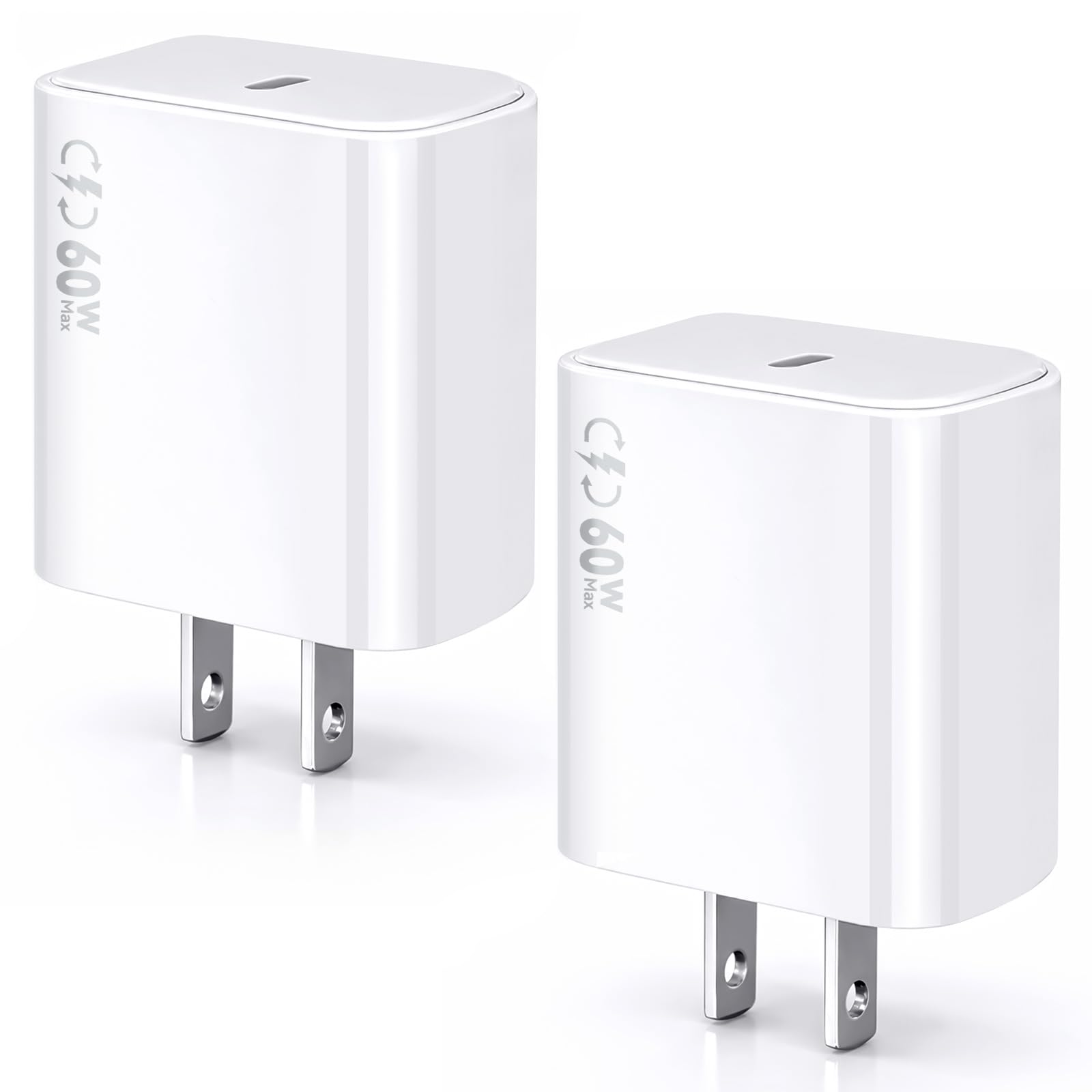 iPhone 17 Fast Charging Block 40-60W Wall Adapter USB C 60W Max Output 2Pack USB Type C Charger