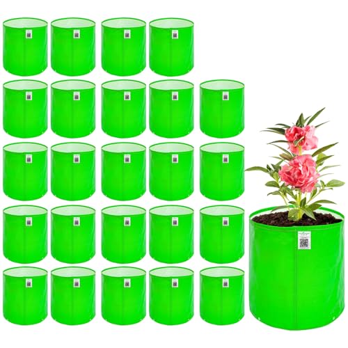 Image of Anandi Green's HDPE Uv Protected 260 GSM Round Green Colour Plant Bags Suitable for Terrace and Vegetable Gardening 6x6 Inch Pack of 30 Grow Bags