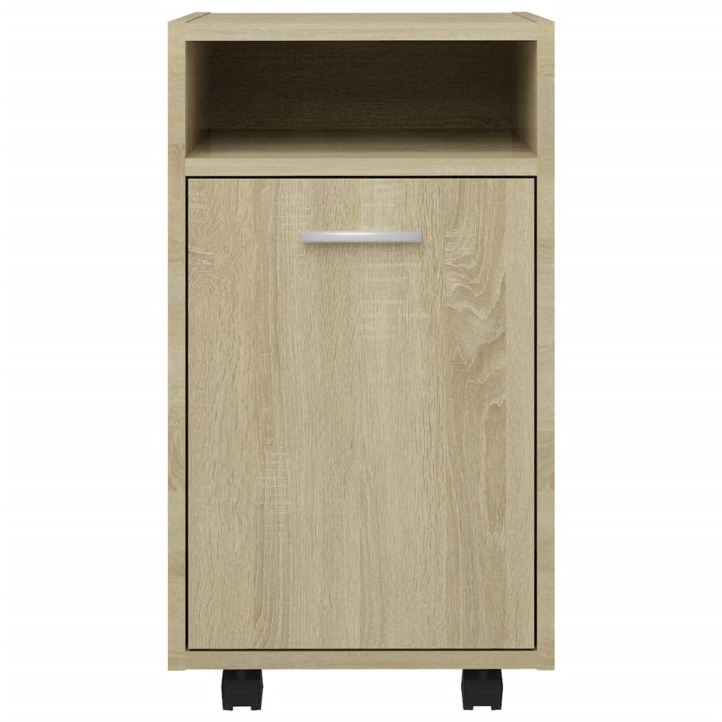 Armadietto da ufficio, armadietto autoportante, per aziende, ufficio, scuola, soggiorno, camera da letto, con ruote, rovere Sonoma, 33 x 38 x 60 cm, truciolato