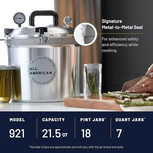 Image of All American 1930 21.5qt Pressure Cooker /Canner (The 921), Tomato Red - Exclusive Metal-to-Metal Sealing System - Suitable for Gas, Electric, or Flat Top Stoves - Made in the USA