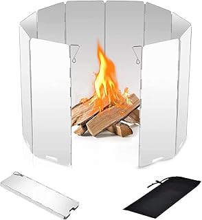 Dingzing 10 Piatti Vento Scudo Parabrezza Pieghevole per Fornello Campeggio, Protezione Anti-Vento per Fornello da Campeggio,Parabrezza per I Fornelli All'aperto, Picnic,Campeggio
