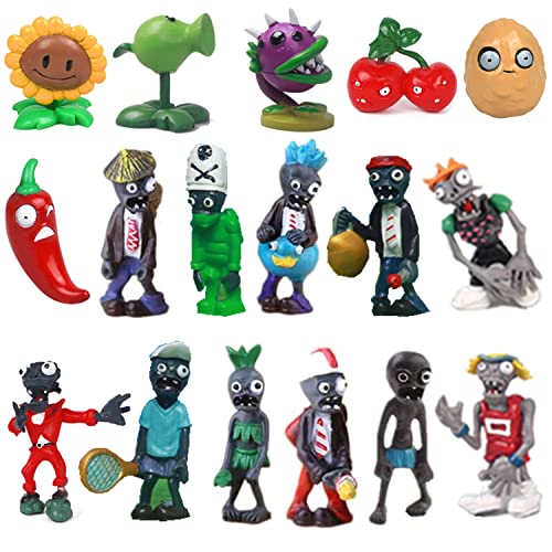 JHESAO 17PCS Plants PVZ Toys Set Figurines Zombies Series PVZ Plush PVC Toys New, Great Gifts for Kids and Fans, Birthday and Party