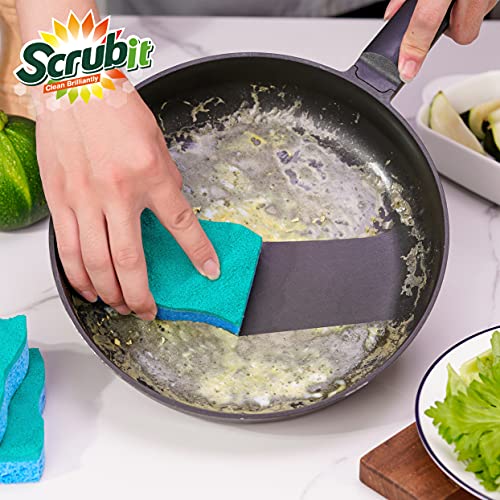 Scrubit Multi-Use Scrub Sponge – Non-Scratch Kitchen Sponges For Dishes, Pots & Pans - Heavy Duty & Odor-Free Rippled Scrubbing Pad, Designed For Tough Cleaning Jobs, 6 Count #TOP4