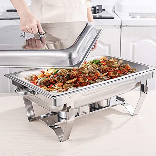 hyywmgx Chafing Dish Buffetset, Edelstahl Chafers und Buffetwärmer-Sets, Speisenwärmer mit Wasserpfanne, Speisenpfanne… – Bild 3
