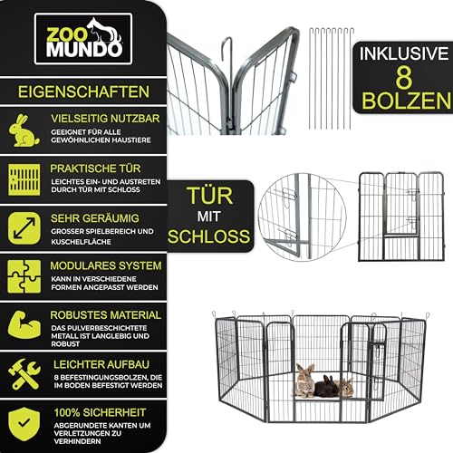 zoomundo Welpenauslauf 100cm hoch XL Laufgitter Tierlaufstall Welpenkäfig Absperrgitter Freilaufgehege Welpenzaun 8-Eck