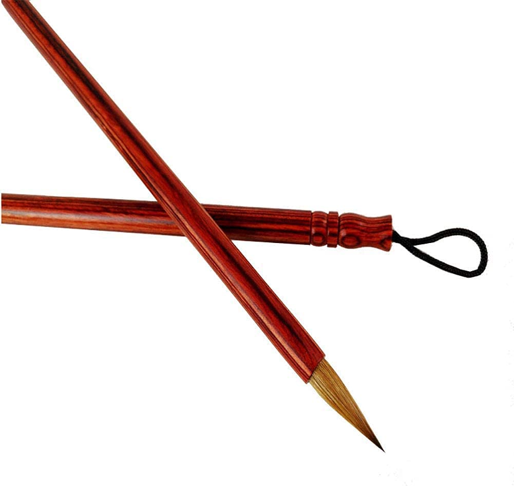 CQAHDSEVF Chinese Calligraphy Drawing Brush, Chinese Kanji Calligraphy Brush Red Sandalwood Wolf Hair 0.7x2cm For Students Beginners