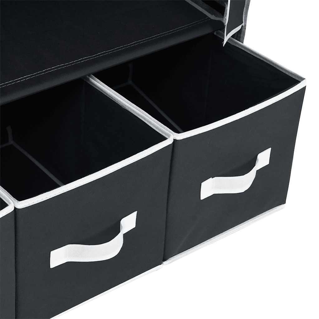 Kleiderschrank Schwarz 87 x 49 x 159 cm Stoff mit 3 Schubladen und Kleiderstange, platzsparender Faltschrank für Schlafzimmer, Flur, Kinderzimmer, Robustes Vliesmaterial, einfache Montage