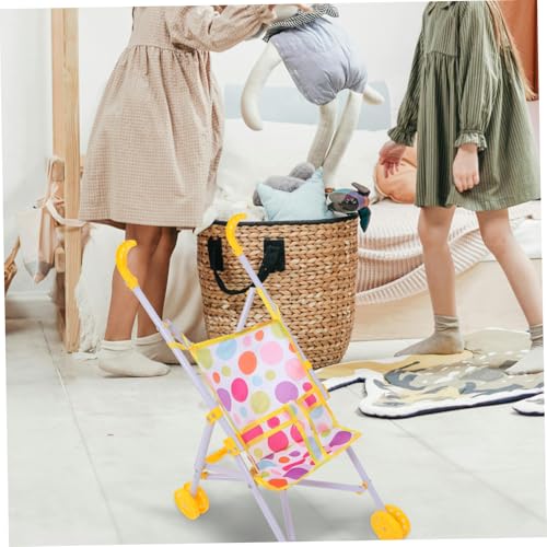 CORHAD Kleiner Puppenwagen aus Kunststoff Kinderwagen für Mädchen Dekorativer Puppenwagen für Rollenspiele und Puppenhaus für Ab Jahren – Bild 3