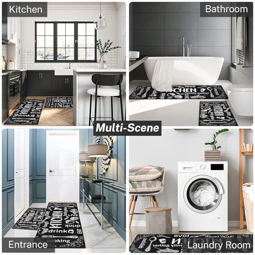 Alfombra de cocina ArtSocket antideslizante lavable acolchada gris 8