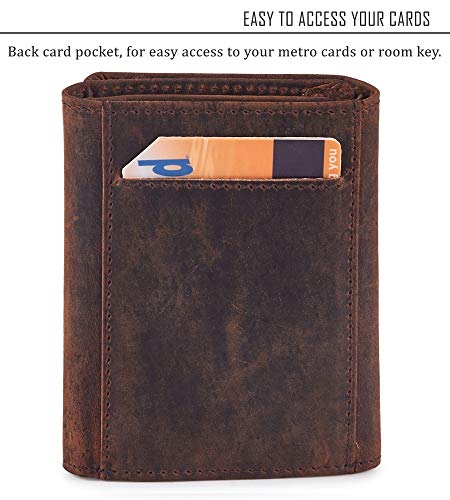 Wallet for Men Trifold Real Leather RFID Blocking Credit Card Case with ID Window in Gift Box2