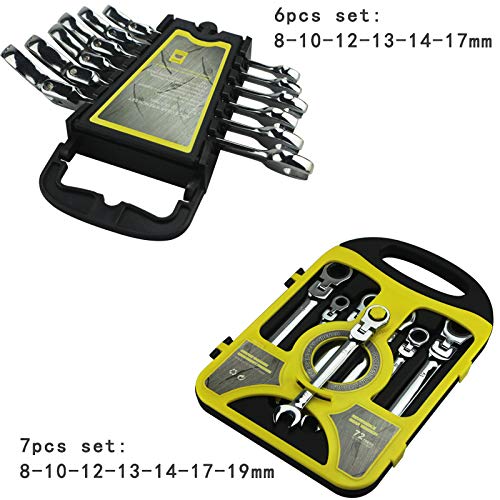 Juego de Llaves Fijas,Llaves Fijas Juego de llaves de trinquete multifunción for actividades, llaves de boca abierta flexibles de 180 grados, herramientas manuales for reparación de automóviles, llave