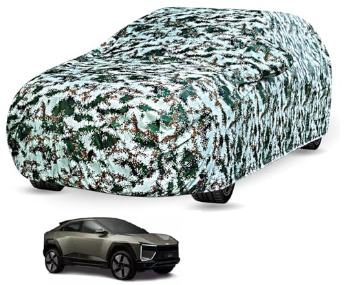 Image of Auto Hub Car Cover Compatible with Mahindra BE 6e EV with Mirror Pocket, Soft Cotton Lining, BE 6e EV Car Cover Waterproof - Forest Print