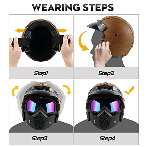 KILCVEM Casco Moto - Casco Jet in Pelle PU