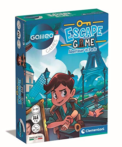 Clementoni 59268 Escape Game Aventuras en París, emocionante Juego de Mesa para romperse la Cabeza y descifrar Enigmas, a Partir de 8 años [ versión en alemán]