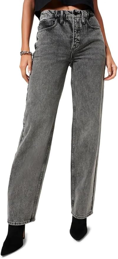 Good American Good '90s Icon Straight Leg Jeans in Black Size 4/27