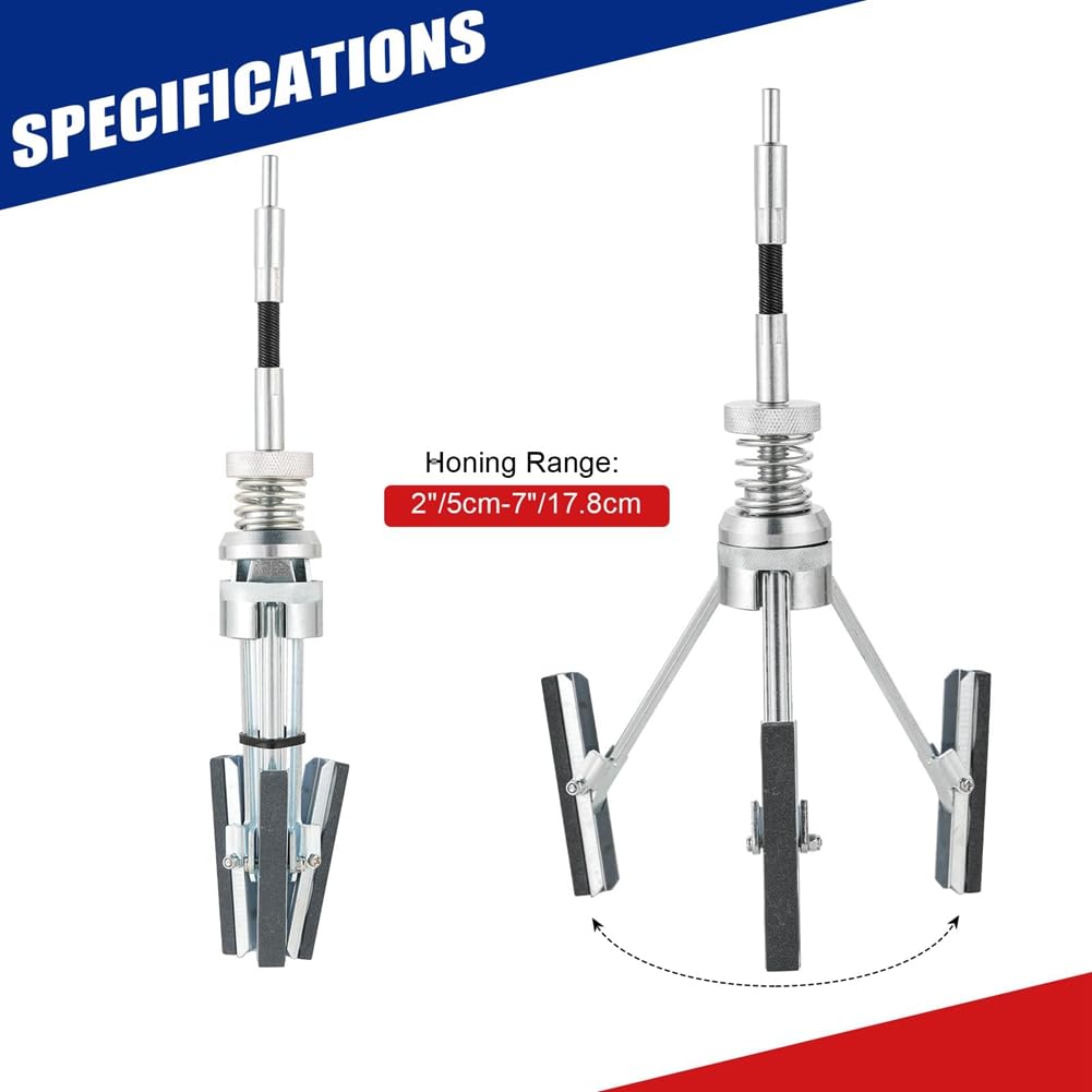 Desglasador Ajustable para Rectificar Cilindros de Motor 2-7 Pulgadas con 3 Piedras Reemplazables