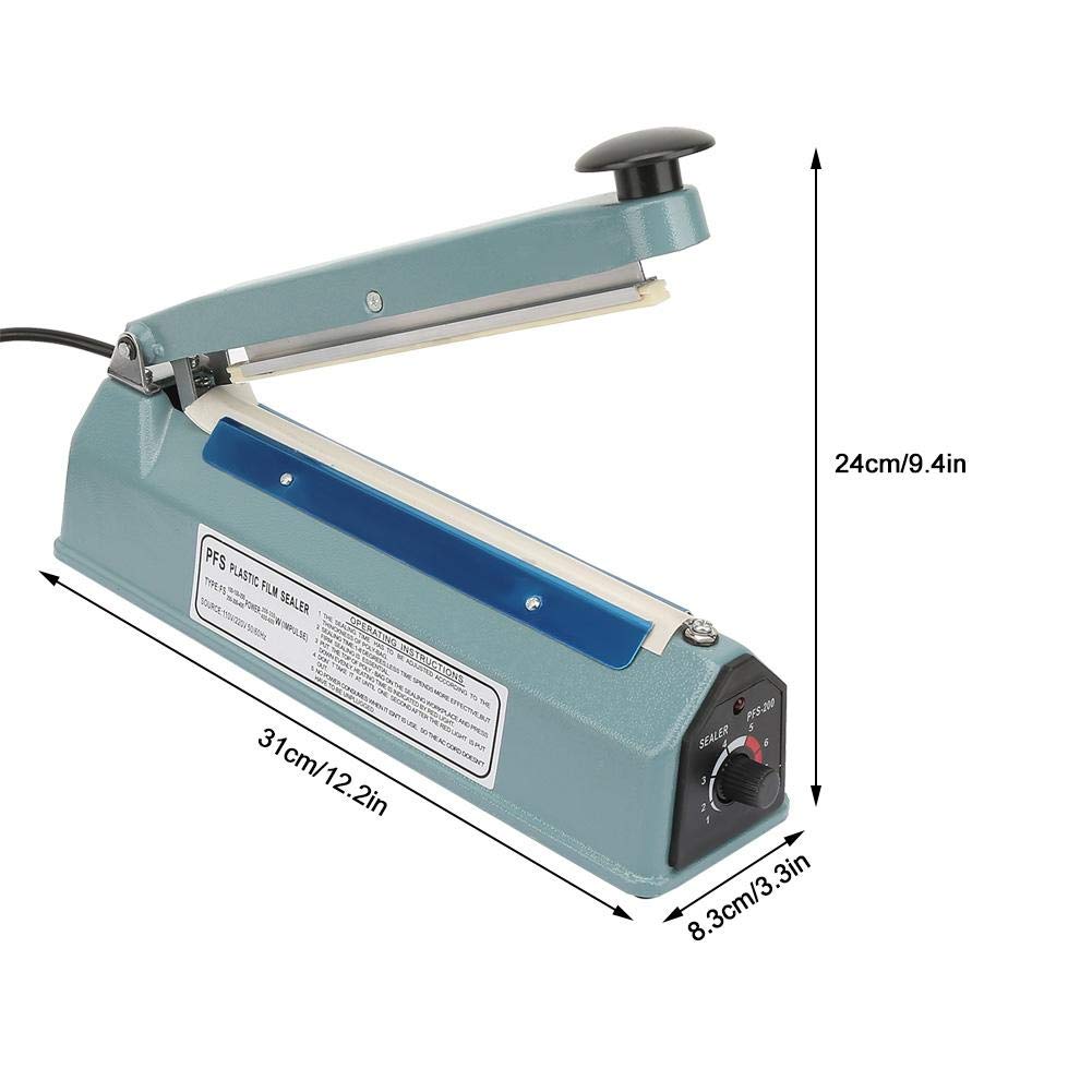 Máquina de sellado manual, Máquina de sellado manual de pulso de termosellado de metal de 8 pulgadas, Kit de herramientas de embalaje de bolsa más cercano EU Plug 220V