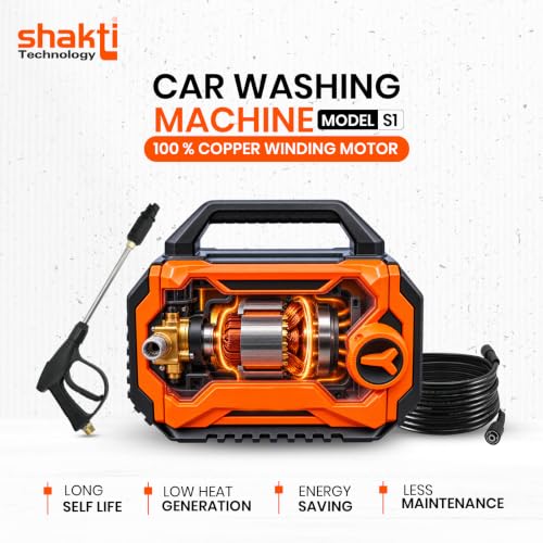 Image of [Upgraded 2026] Shakti Technology S1 Pressure Washer - 1700W, 100% Copper-Winding Motor, 120 Bar High Pressure, 8-Meter Hose Pipe for Car, Bike, Solar Panel, Home & Garden Cleaning