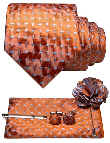 Image of JEMYGINS Mens Tie and Lapel Pin Necktie Pocket Square Cufflinks and Tie Clip Sets for Business Casual 5PCS