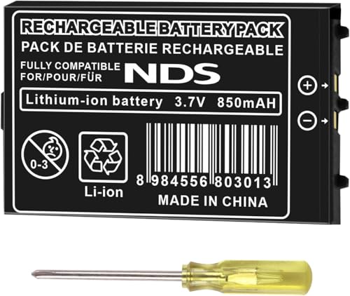 Battery for Nintendo DS Rechargeable Lithium-ion 850mAh Battery Replacement for NDS NTR-001 NTR-003