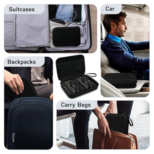 Image of Glasses Case Hard Shell Adjustable Slots Sunglasses Case for Multiple Pairs, for Travel, Trip, Camping