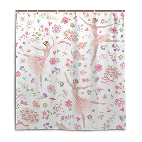 Rideau de douche imperméable blanc 66x72 motif danseuse - 5