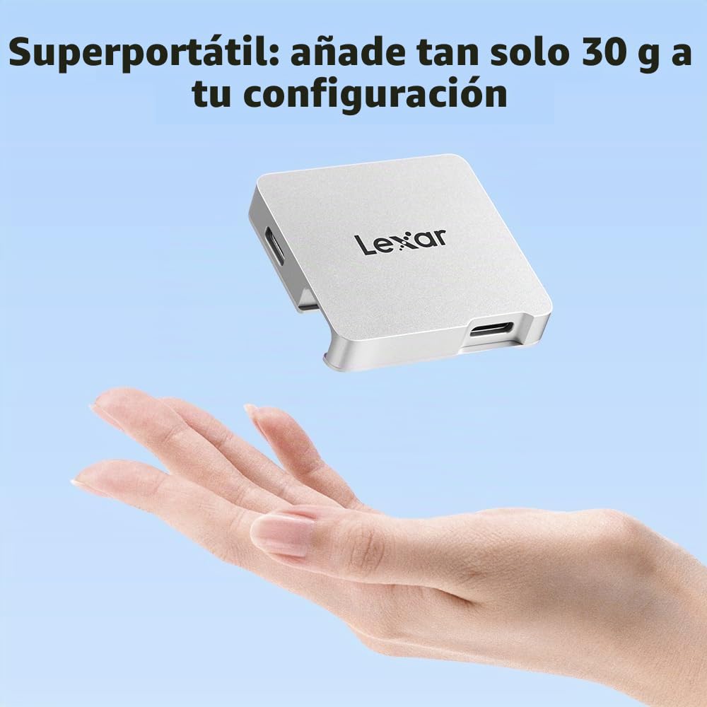 Lexar Hub portátil Profesional Go, Cuatro Puertos Tipo C, USB 3.2 Gen 2, hasta 10 Gbps, ultracompacto, Go Portable SSD, Compatible con Smartphones, PC y Mac, tabletas y iPad