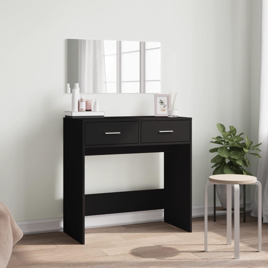 Schminktisch mit Spiegel Schwarz 80x39x80 cm Make-up Tisch Kosmetiktisch Konsole für Schlafzimmer Badezimmer Mit Stauraum und Wandhalterung