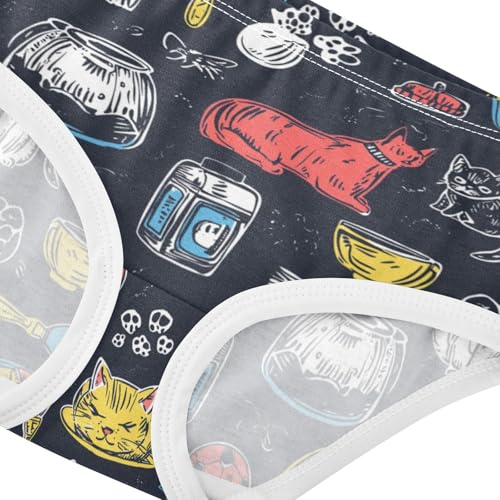 ZZKKO Abstract Lines Cat Girls Underwear Toddler Panties for Girls Comfort Brief Size 8Y3