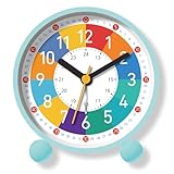 TKCHAX Analog Alarm Clock for Kids Learn to Tell Time, 12/24H Time, Gradual Alarm, Silent, Battery Operated with Press-to-Light Backlight, Ideal for Kids, Teens & Bedroom Decor