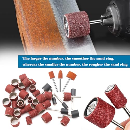 Image of Tnisesm 159Pcs Sanding Drum Set for Dremel Rotary Tools-Includes 138 Aluminum Oxide Drum Sander Sanding Sleeves (80,120,240 Grit),12 Drum Mandrels and 9 Sanding Bits,Sanding Bits Tool Accessories