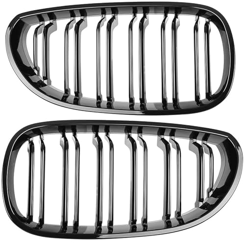 Bohaner 51712155446 51712155447 Front Kidney Twin Fins Gloss Black Grilles Grill E60 Kidney Black Grille Stripes 51137027061 51137027062 For BMW E60 E61 M5 2003-2010