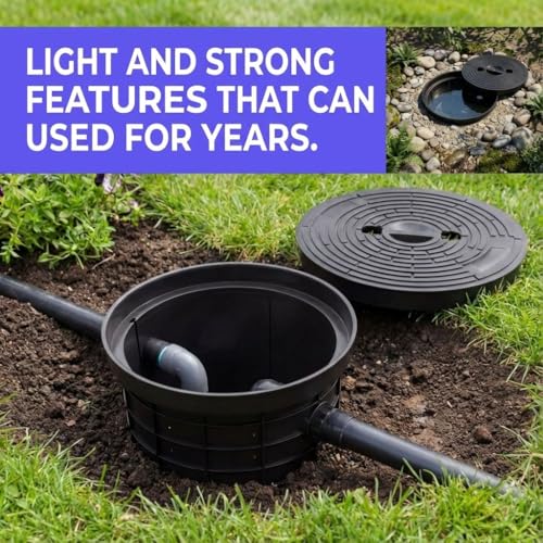 Image of 18.5 x 14.9 x 16.9'' Large Size Perforated Sump Pump Basin and Lid Combo, Heavy-Duty Plastic Sump Pump Pit for Basement, Crawl Space, Kitchen Sink Sewage Pump Wells and Irrigation Systems