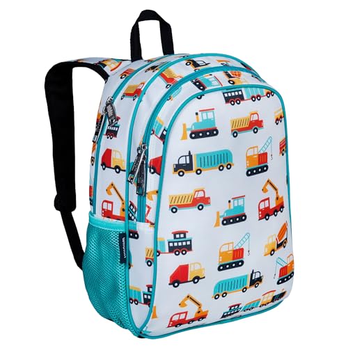 Image of Wildkin 15 Inch Backpack for Kids, Modern Construction | Ages 5-10, padded straps, side water bottle pocket - coordinates with matching Wildkin lunch boxes