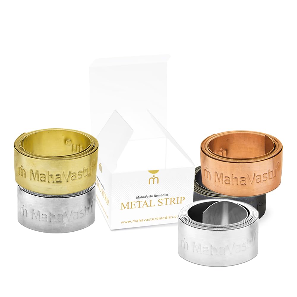 MahaVastu Metal Strips for Vastu - Set of 5 Pcs | Vastu Strips 1 Inch for Entrance, Toilet and Zone Balancing | Copper, Aluminium, Brass, Iron and Steel Strip | 1 Strip Each (B0CW9N54MS) Amazon Price History, Amazon Price Tracker